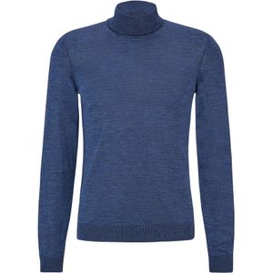BOSS Musso slim fit trui wol, heren coltrui, kobalt blauw -  Maat: XL