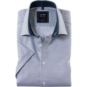 OLYMP Level 5 body fit overhemd, korte mouw, popeline, marineblauw gestreept