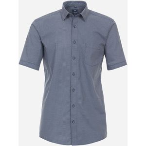 3 voor 99 | Redmond modern fit overhemd, korte mouw, popeline, blauw dessin