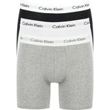 Calvin Klein Cotton Stretch boxer brief (3-pack), heren boxers extra lang, zwart, wit en grijs -  Maat: L
