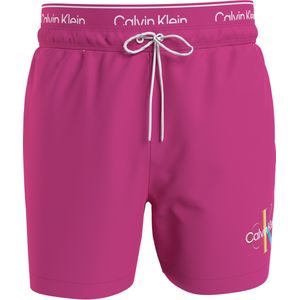 Calvin Klein Medium Drawstring double waistband swimshort, heren zwembroek, fuchsia roze -  Maat: XL