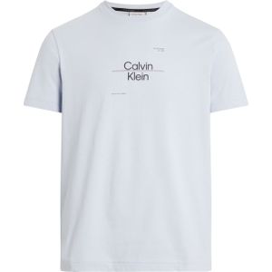 Calvin Klein Optic Line Logo T-shirt, heren T-shirt korte mouw O-hals, blauw -  Maat: XXL