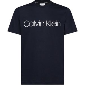 Calvin Klein Cotton Front Logo T-shirt, heren T-shirt korte mouw O-hals, blauw -  Maat: XS