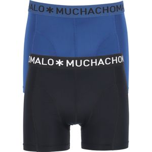 Muchchomalo microfiber boxershorts (2-pack), heren boxers normale lengte, zwart en blauw -  Maat: S
