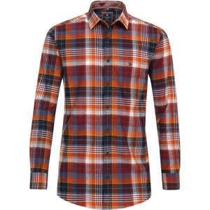 3 voor 99 | Redmond modern fit overhemd, popeline, rood, blauw, oranje, wit geruit