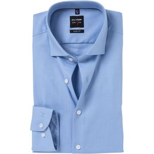 OLYMP Level 5 body fit overhemd, mouwlengte 7, lichtblauw diamant twill