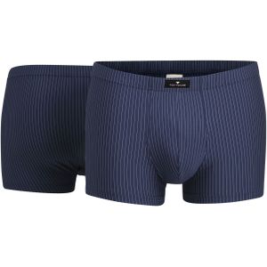 TOM TAILOR heren boxer normale lengte (2-pack), middenblauw gestreept -  Maat: M