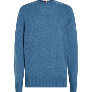 Tommy Hilfiger heren pullover wol, Multi Htr Merino Crew Neck, jeansblauw