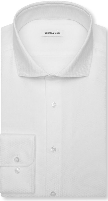 Seidensticker regular fit overhemd, mouwlengte 7, structuur, wit