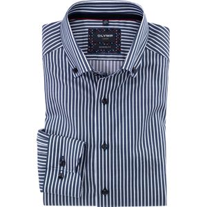 OLYMP Luxor modern fit overhemd, popeline, marineblauw gestreept