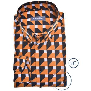 Ledub modern fit overhemd, donkergeel dessin