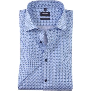 OLYMP Luxor modern fit overhemd, korte mouw, popeline, bleu dessin