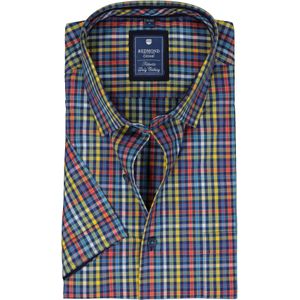 3 voor 99 | Redmond regular fit overhemd, korte mouw, popeline, blauw geruit