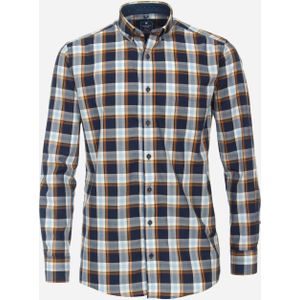 3 voor 99 | Redmond modern fit overhemd, popeline, blauw geruit 47/48