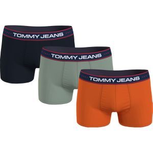 Tommy Hilfiger Jeans heren boxers normale lengte (3-pack), trunk, blauw, groen, oranje -  Maat: XL