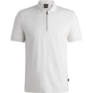 BOSS Palston slim fit heren polo, pique, wit -  Maat: S