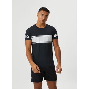 Bjorn Borg T-shirt stripe, zwart -  Maat: XXL