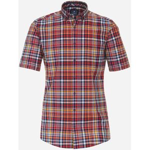 3 voor 99 | Redmond comfort fit overhemd, korte mouw, popeline, rood geruit 45/46