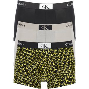 Calvin Klein heren boxers normale lengte (3-pack), logo print, grijs, zwart -  Maat: M