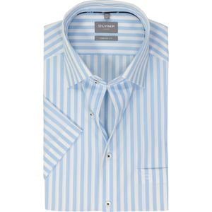 OLYMP comfort fit overhemd, korte mouw, popeline, lichtblauw gestreept