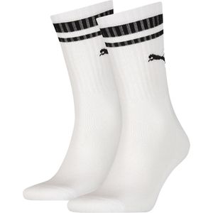 Puma Crew Heritage Stripe Unisex (2-pack), unisex sokken, wit gestreept -  Maat: 39-42