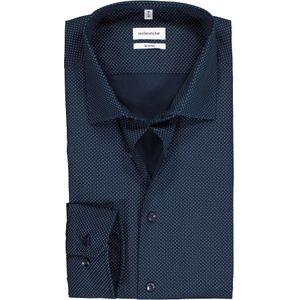 Seidensticker shaped fit overhemd, blauw met wit gestipt 44
