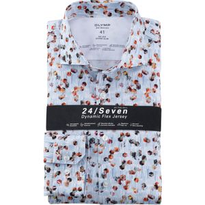 OLYMP 24/7 No. 6 Six super slim fit overhemd, tricot, zalmkleurig dessin