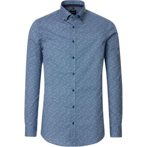 VENTI body fit overhemd, popeline, blauw dessin