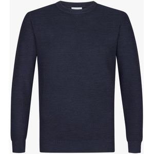 Michaelis heren trui katoenmengsel, slim fit trui met O-hals, navy blauw