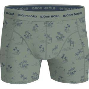Bjorn Borg Cotton Stretch boxers, heren boxers normale lengte (1-pack), groen en blauw palmbomen dessin -  Maat: XL