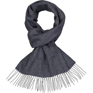Profuomo heren sjaal, geweven wol met kasjmier, blauw met grijs vissengraad (tweed) -  Maat: One size