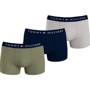 Tommy Hilfiger trunk (3-pack), heren boxers normale lengte, blauw, grijs, olijfgroen -  Maat: M