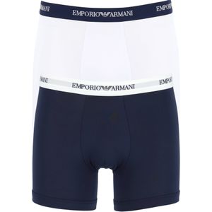 Emporio Armani Boxers Essential Core (2-pack), heren boxers normale lengte, blauw en wit -  Maat: XL