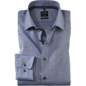 OLYMP Luxor modern fit overhemd, structuur, marineblauw dessin