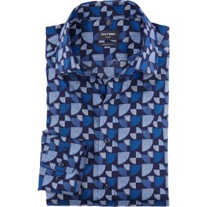 OLYMP Luxor modern fit overhemd, popeline, koningsblauw dessin 41