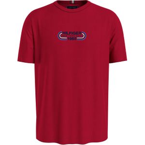 Tommy Hilfiger Hilfiger Track Graphic Tee, heren T-shirt korte mouw O-hals, rood -  Maat: 3XL