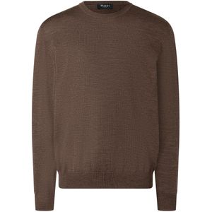 MAERZ Classic Fit heren trui met O-hals wol, donkerbruin