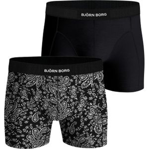 Bjorn Borg Cotton Stretch boxers, heren boxers normale lengte (2-pack), zwart, print