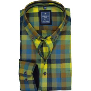 3 voor 99 | Redmond regular fit overhemd, visgraad, blauw met groen en geel geruit (contrast) 51/52