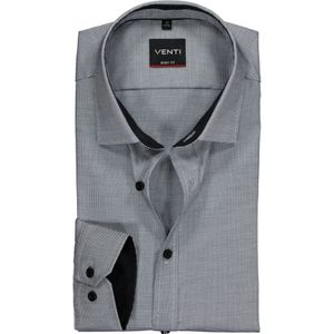 VENTI - Body Fit Overhemd - Zwart - Strijkvriendelijk - Kent Kraag