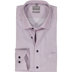 OLYMP comfort fit overhemd, mouwlengte 7, popeline, wit met blauw en roze dessin 40