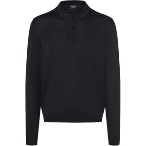 MAERZ Classic Fit heren trui met polokraag wol, zwart