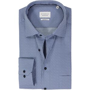 ETERNA - Overhemd - Blauw - Poplin - Strijkvrij