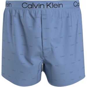Calvin Klein Woven Boxers (1-pack), heren boxers wijd katoen, blauw -  Maat: S
