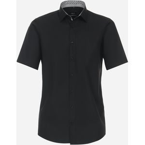 VENTI modern fit overhemd, korte mouw, popeline, zwart 37