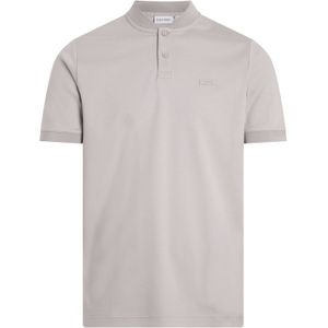 Calvin Klein Smooth Cotton stand collar Slim Polo, heren poloshirt, grijsbeige