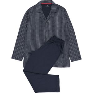 Gotzburg heren pyjama met knoopjes, blauw met rood en wit dessin -  Maat: XL