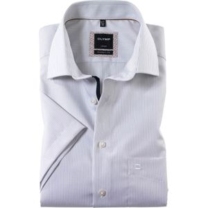 OLYMP Luxor modern fit overhemd, korte mouw, popeline, bruin gestreept