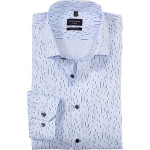 OLYMP No. 6 Six super slim fit overhemd, structuur, bleu dessin 40