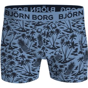 Bjorn Borg Cotton Stretch boxers, heren boxers normale lengte (1-pack), lichtblauwe print met ananas